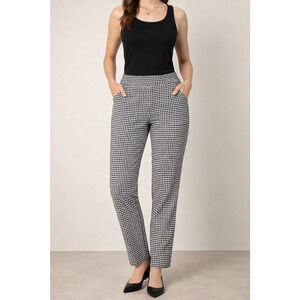 Talbots Houndstooth Womens Pants Size 6P Pull on Slimming Office Siren Stretch